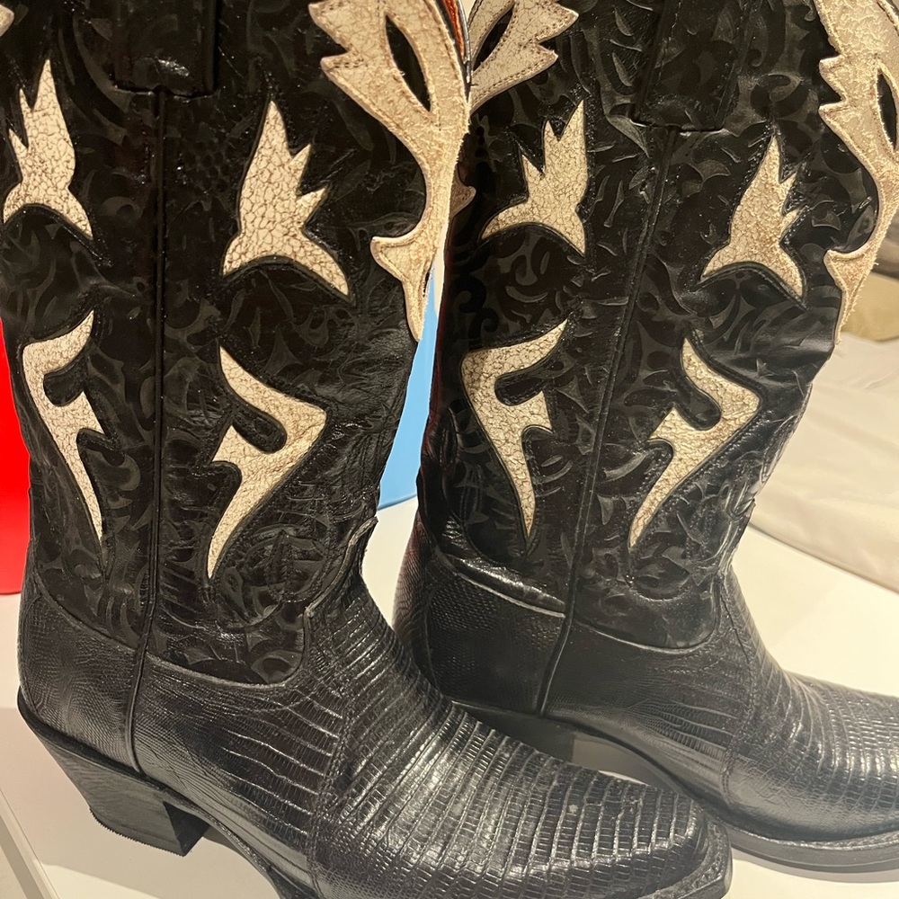 Frye Black and Cream Ankle Boots